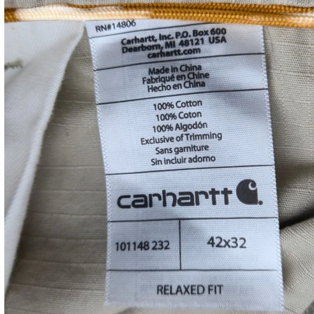 Carhartt Pant Men 42x32  Force Tappen Ripstop Cargo Work Carpenter 101148-232